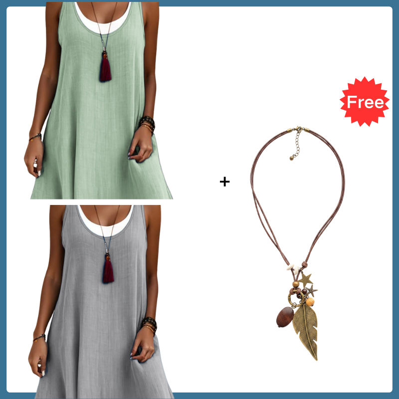 ⏰2026 Summer Hot Sale 40% OFF💃Women's Casual Loose Sleeveless Fake Two Piece Tank Dress
