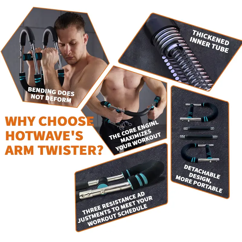 HOTWAVE Arm Trainer, Adjustable Chest Workout Equipment, Arm Trainer for Men, Chest Trainer for Men, Shoulder Muscle Training, Portable Spring Resistance Home Fitness Equipment SummerVibes