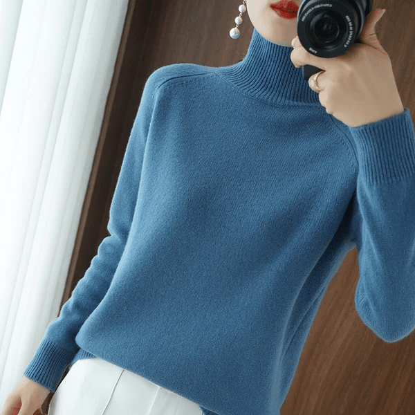 🔥 2026 Fresh Drops | Flat 50% OFF Today! 💸Women's Solid Turtleneck Knit Sweater