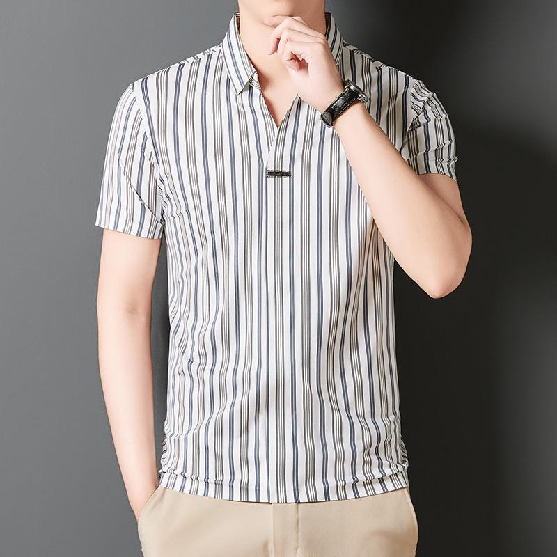 š„2024 New Year's Hot Saleš„Men's Summer Striped Short Sleeve Shirt
