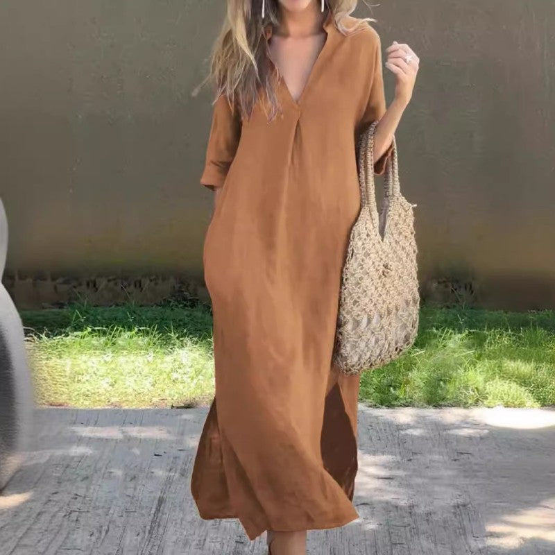 50% OFF🔥Elegant V-Neck Slit Dress