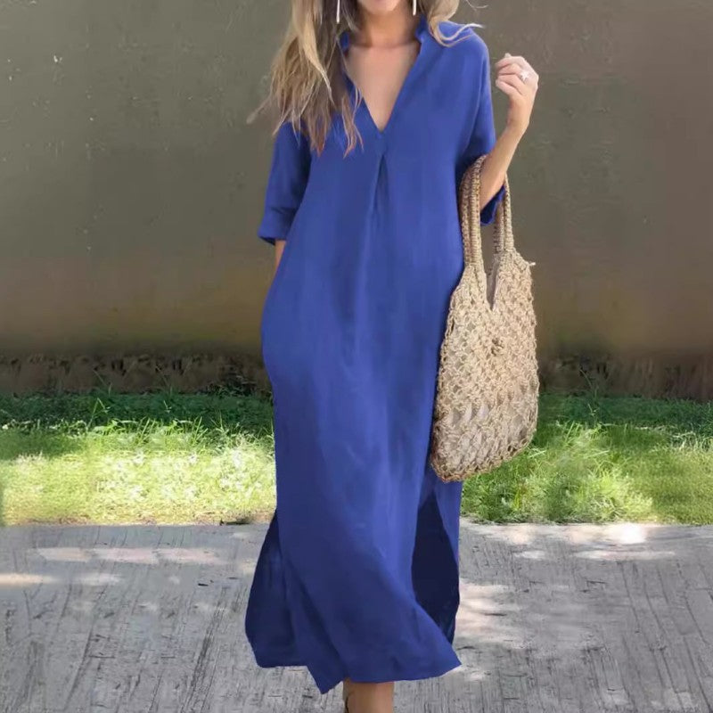 50% OFF🔥Elegant V-Neck Slit Dress