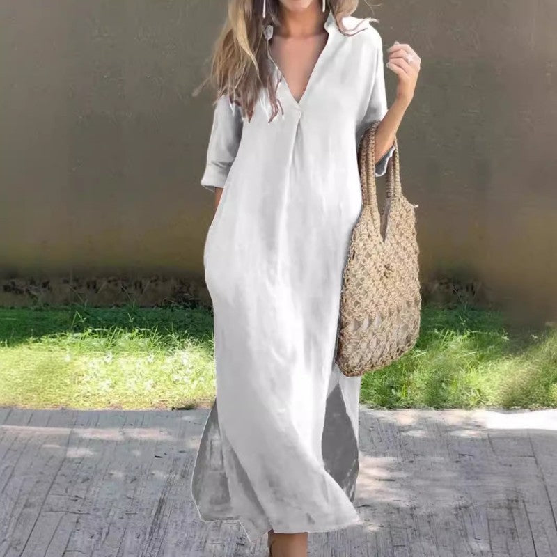 50% OFF🔥Elegant V-Neck Slit Dress