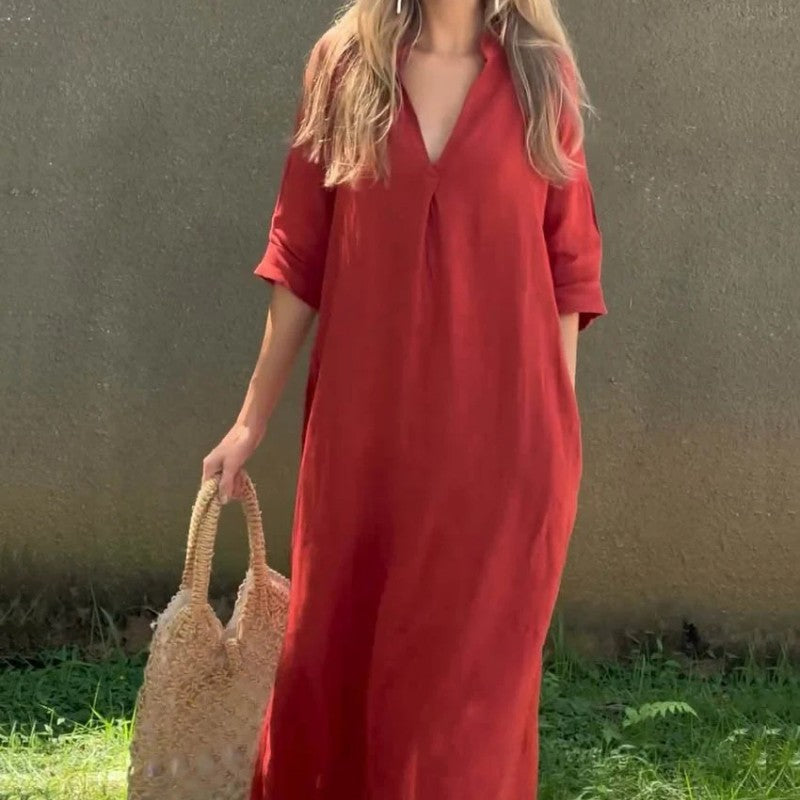 50% OFF🔥Elegant V-Neck Slit Dress