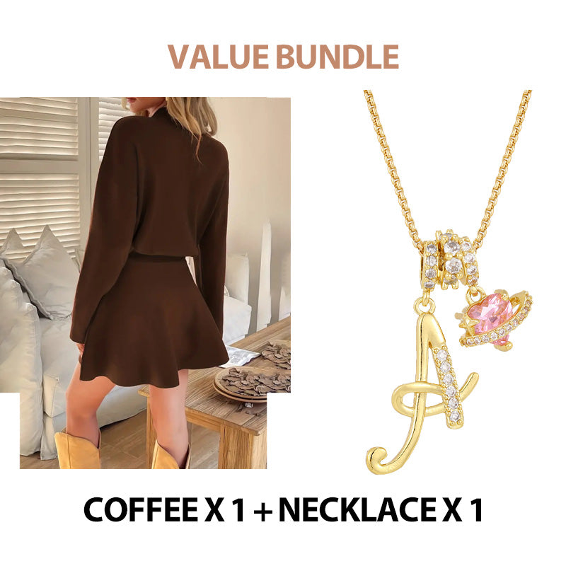 A Cozy Mock-Neck Knit Dress with a Classic A-Line Shape