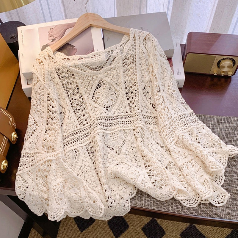 👚 40% OFF NOW! 🌸 Women's Vintage-Inspired Lace Cover-Up Blouse – Delicate Lace, Flowy Fit & Perfect for Layering or a Romantic Look ✨