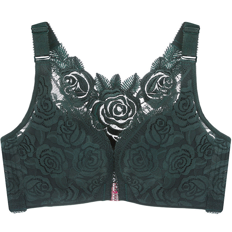 Elegant Rose Lace Back Bra with Easy Front Clasp