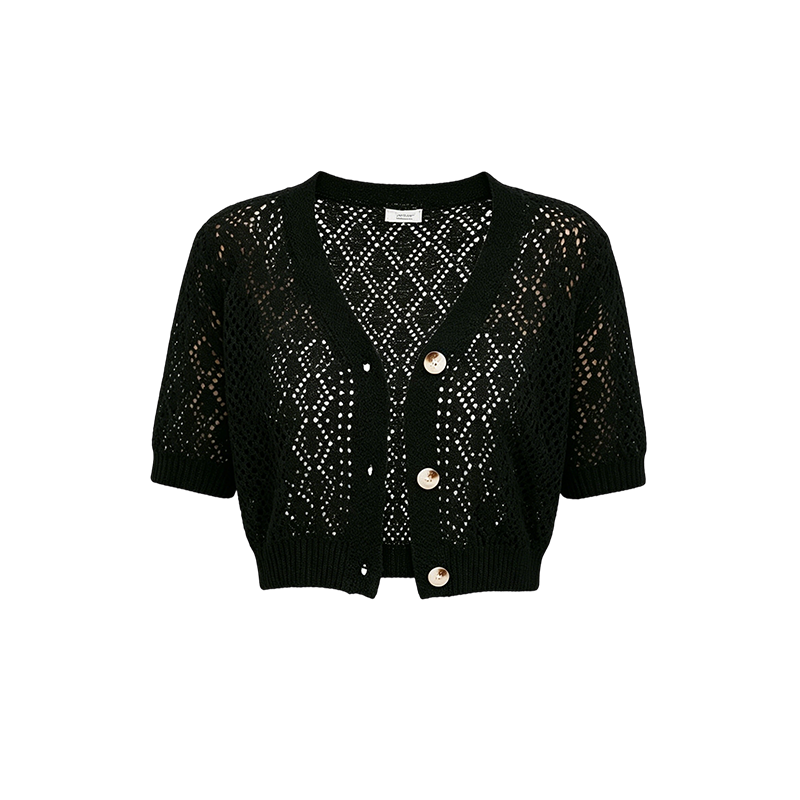 V-Neck Button Down Crop Top Sweater