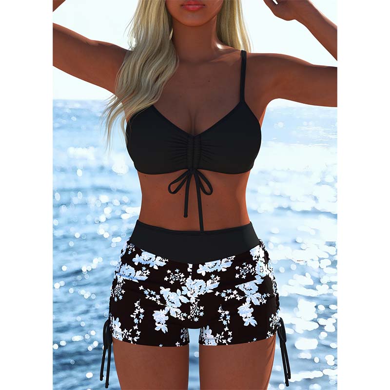 🩱 LIMITED-TIME 50% OFF! ✨ Women's Bikini Set – Drawstring Top, Boy Shorts, Multiple Styles 🏖️