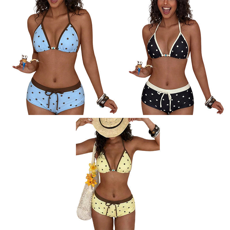 ⏳LAST DAY SALE 50% OFF🔥Polka Dot Halter Bikini Set 👙