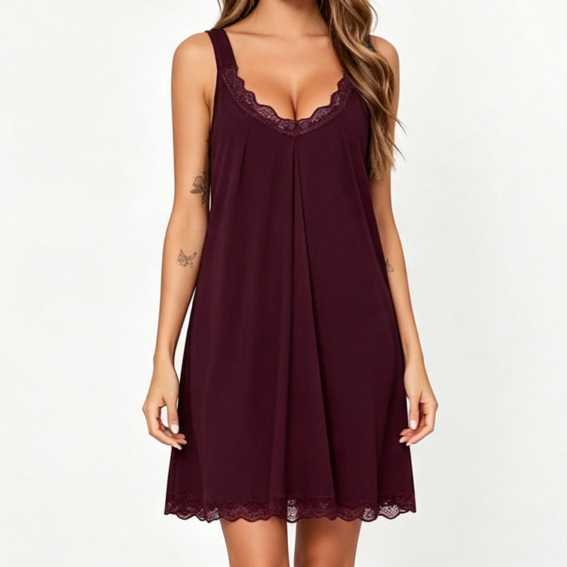 🥳2026 HOT SALE🥳💞Women's Lace V-Neck Nightdress Loose Modal Slip Sleepwear