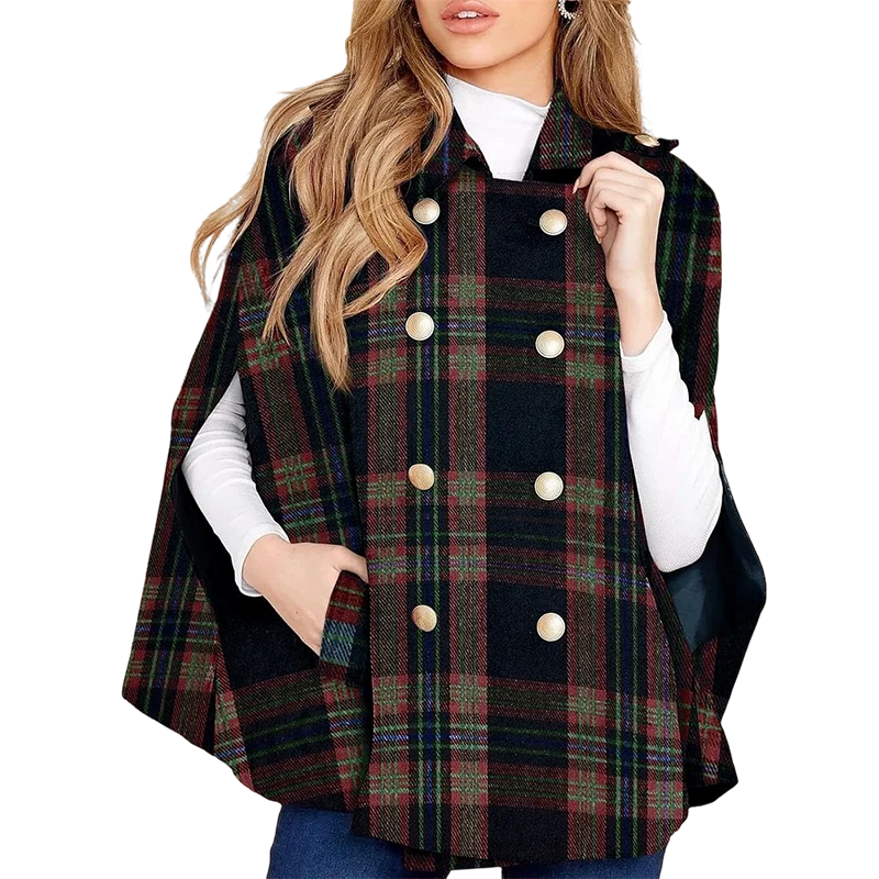 👖 LIMITED-TIME 50% OFF! ✨ Women Vintage Plaid Cape Coat