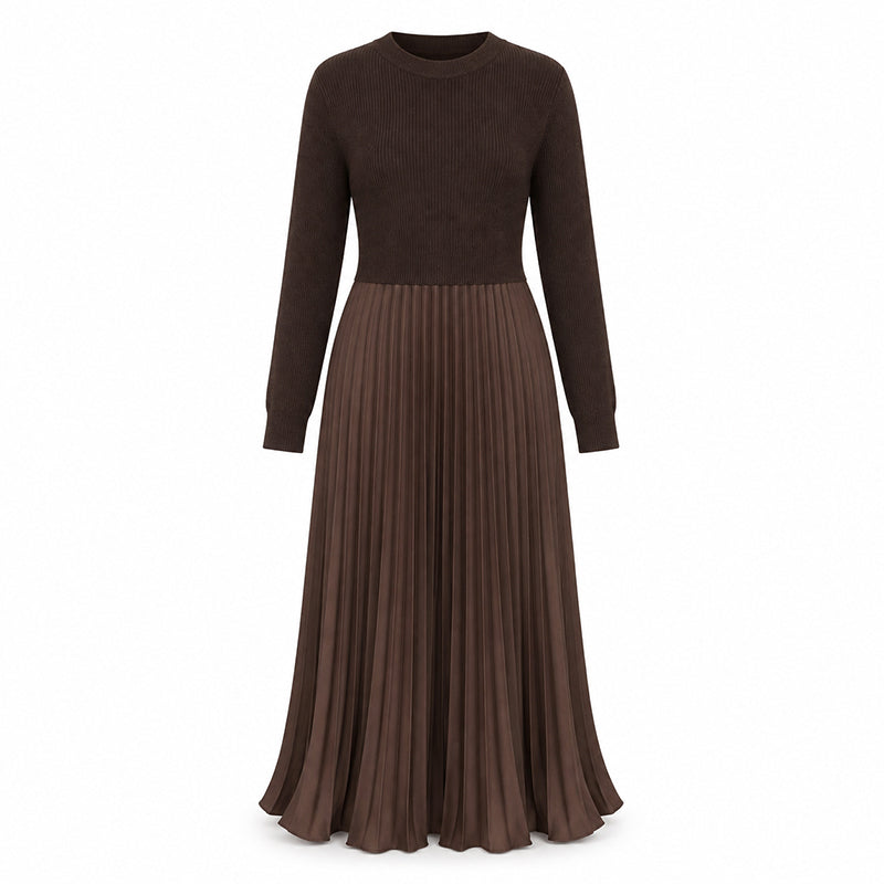 🌸LAST DAY SALE - 50% OFF!!✨ Effortless Elegance | Women's Pleated Round-Neck Maxi Dress 🌟