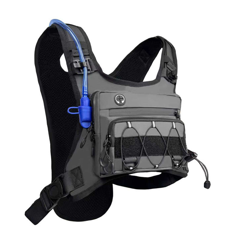 Men’s Hydration Ready Cycling Chest Vest Pack, Ergonomic Tactical Chest Bag, Zero Bounce Adjustable Outdoor Vest For Cycling, Hiking & Trail Running