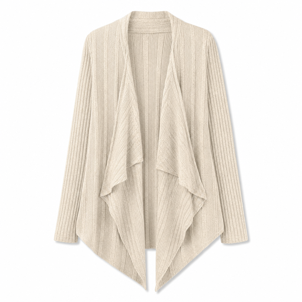 Women’s Cascading Open Front Ribbed Knit Cardigan – Your Go-To Lightweight Layer For All Occasions