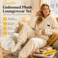 🔥 Freezing at Home but Tired of Bulky Winter Clothes? Wrap Yourself in Plush Comfort! Women's 2-Piece Geometric Fleece Hoodie & Jogger Set – Soft, Warm, Relaxed Fit with Stylish 3D Texture for Cozy Days In or Out!