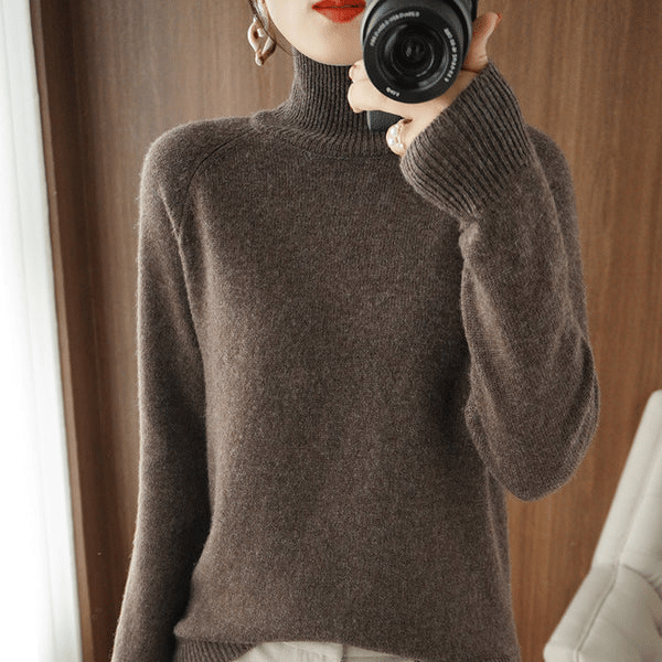 🔥 2026 Fresh Drops | Flat 50% OFF Today! 💸Women's Solid Turtleneck Knit Sweater