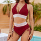 High Waisted Tummy Control Color Block Bikini Sets