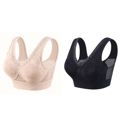 🏆 Last Day Buy One Get One Free -Special Price $19.99! 💐 🎁Lace Wireless Pure Cotton Buttonless Comfy Lifting Bra