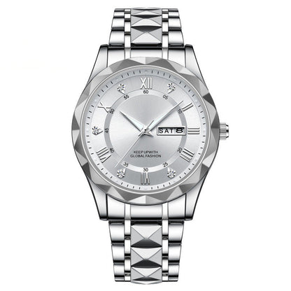 Waterproof Luminous Stainless Steel Two-tone Quartz Men's Watch