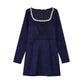 Endless Celebration Velvet Jewel Embellished Trim Long Sleeve Pocketed Mini Dress