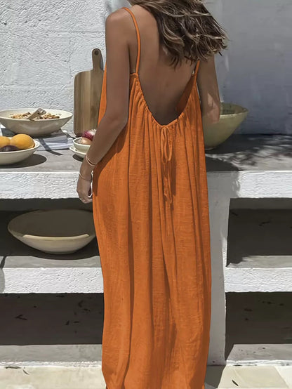🎉 LIMITED TIME 50% OFF! 💃 Chic Backless Spaghetti Strap Dress for Women – 50K+ Sold! Soft Rayon-Modal Blend & Adjustable Straps 🌴