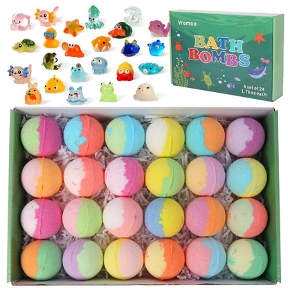 🔥12 PCS/Pack🛁 Natural Bath Bombs for Kids with Mega Bubbles & Surprise Inside 🥚✨