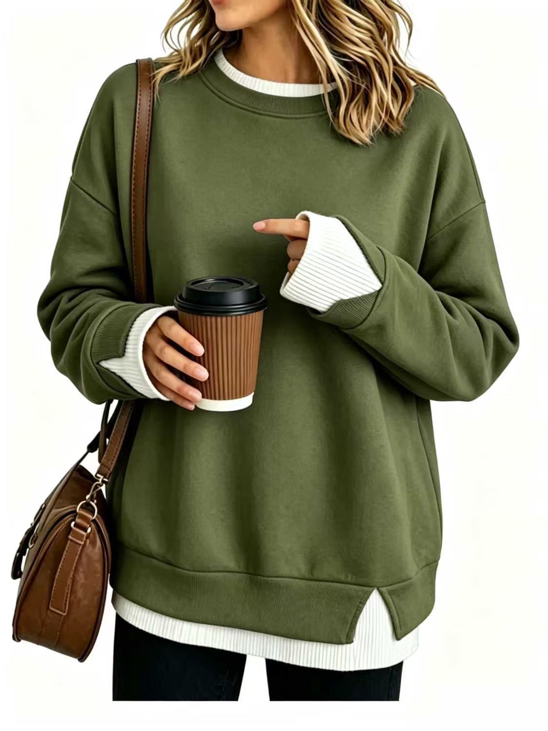 🌻50% OFF FLASH SALE! ✨💗Women's Loose Faux Two-Piece Sweatshirt 