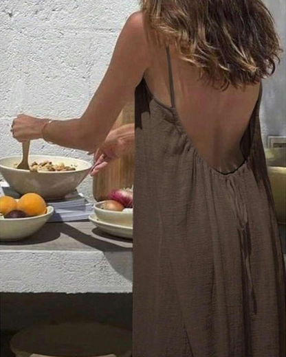 🎉 LIMITED TIME 50% OFF! 💃 Chic Backless Spaghetti Strap Dress for Women – 50K+ Sold! Soft Rayon-Modal Blend & Adjustable Straps 🌴