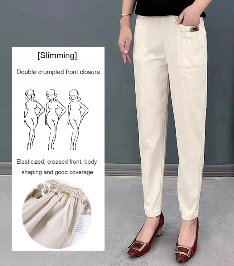 🔥 2026 Fresh Drops | Flat 50% OFF Today! 💸💕Women's Elastic Waist Cotton Pants