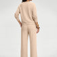 ✨ Women's Chic V-Neck 2-Piece Lounge Set – Relaxed Long-Sleeve Top, Flowy Wide-Leg Pants & Effortless Comfort for a Stylish, Put-Together Look at Home or On the Go! 🌸