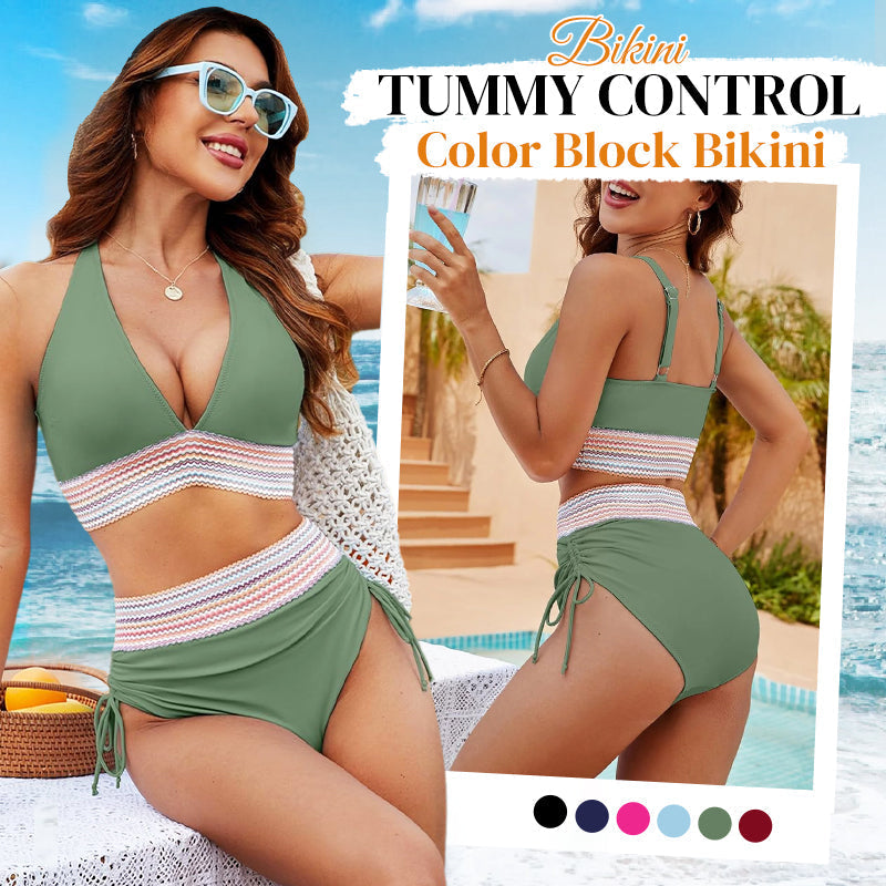 📢Clearance Sale-60% OFF🏖️High Waisted Tummy Control Color Block Bikini Sets