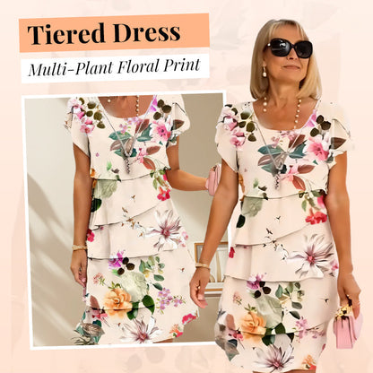 💃2026  HOT SALE 50% OFF🌈Women's Multi-plant Floral Print Cascade Dress