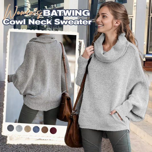 🎉50% OFF🥳Women's Batwing Cowl Neck Sweater with Pockets