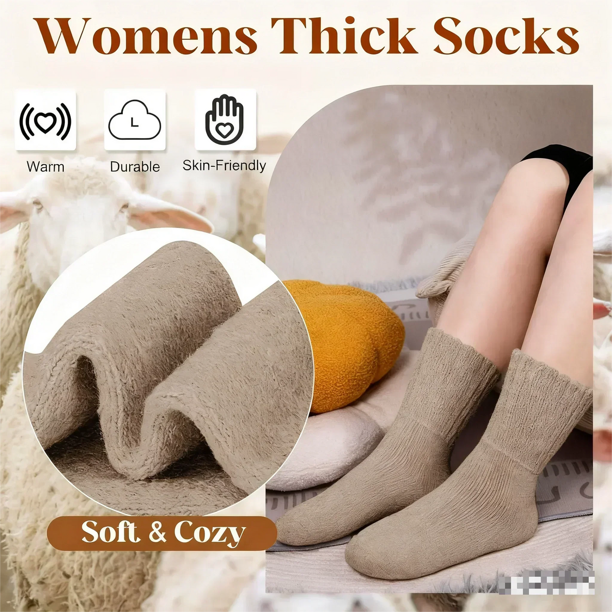 🧦 Cold Feet? Keep Your Toes Cozy All Winter! ❄️ Women's Thick Warm Mid-Calf Socks – 5 Pairs of Ultra-Soft, Skin-Friendly Comfort, Classic Solid Colors & Everyday Warmth for Chilly Days! 💕🎁