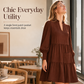 Women's V-Neck Tiered Ruffle Mini Dress, Long Sleeve Smocked Cuffs Casual Dress With Front Pocket, Flowy Fall Dress S-5XL