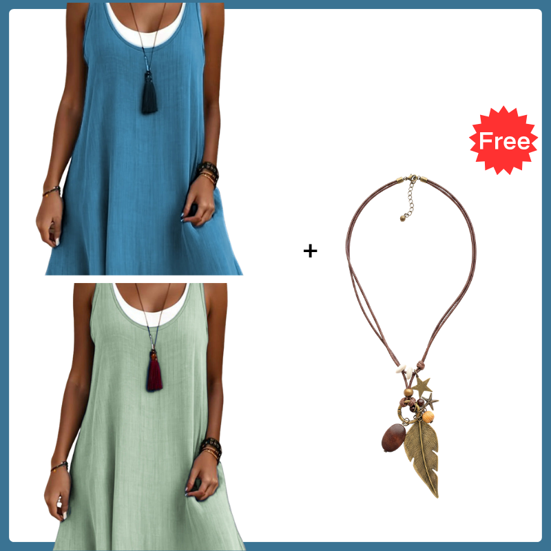 ⏰2026 Summer Hot Sale 40% OFF💃Women's Casual Loose Sleeveless Fake Two Piece Tank Dress