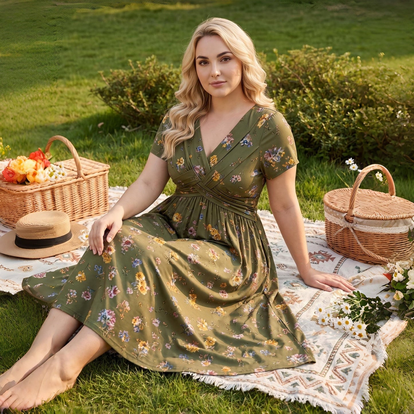 🌸LAST DAY SPECIAL PRICE!! 50% OFF🌸Women's V-Neck Floral Print Dress with Twist Waist