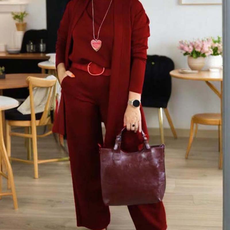 🔥2026 Hot Sale 50% OFF✨Elegant 3-piece set including long cardigan, top and pants💞