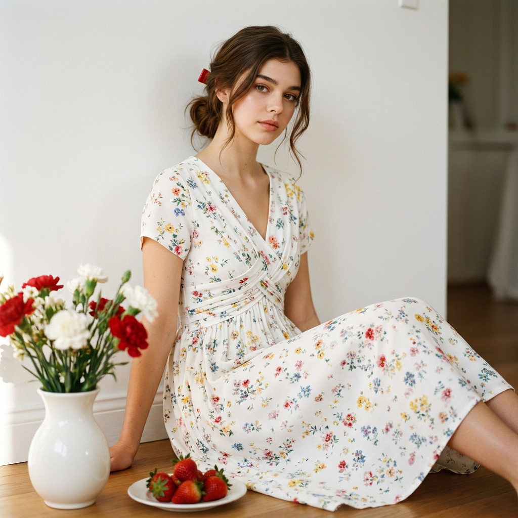 🌸LAST DAY SPECIAL PRICE!! 50% OFF🌸Women's V-Neck Floral Print Dress with Twist Waist