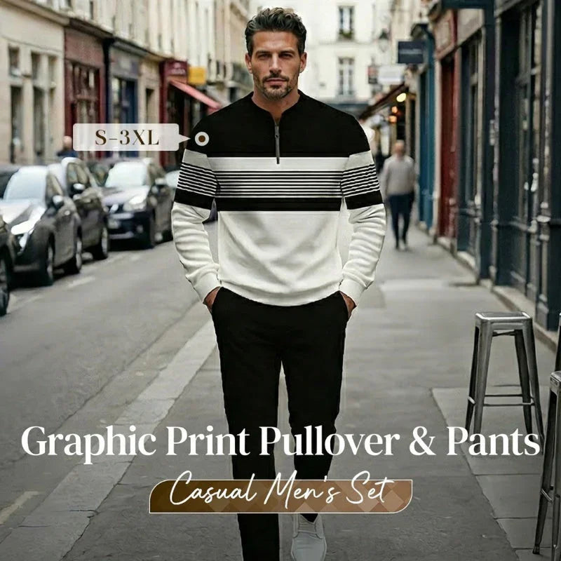 ⏰🔥LIMITED TIME 50% OFF & FREE SHIPPING!🔥50K+ SOLD!🧵 Men's Graphic Print Pullover & Pants Set – Bold streetwear style. Ultimate comfort for lounging or errands👖