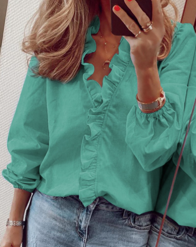 ⏳Limited-time 50% off⏰Women's Ruffled Lantern Sleeve Shirt👚