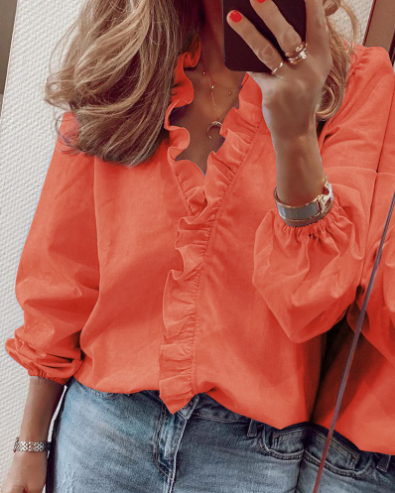 ⏳Limited-time 50% off⏰Women's Ruffled Lantern Sleeve Shirt👚