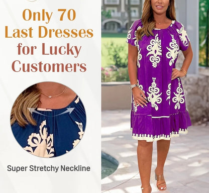 👗50% off💕Mother's Day Hot Sale - Vintage print round neck dress