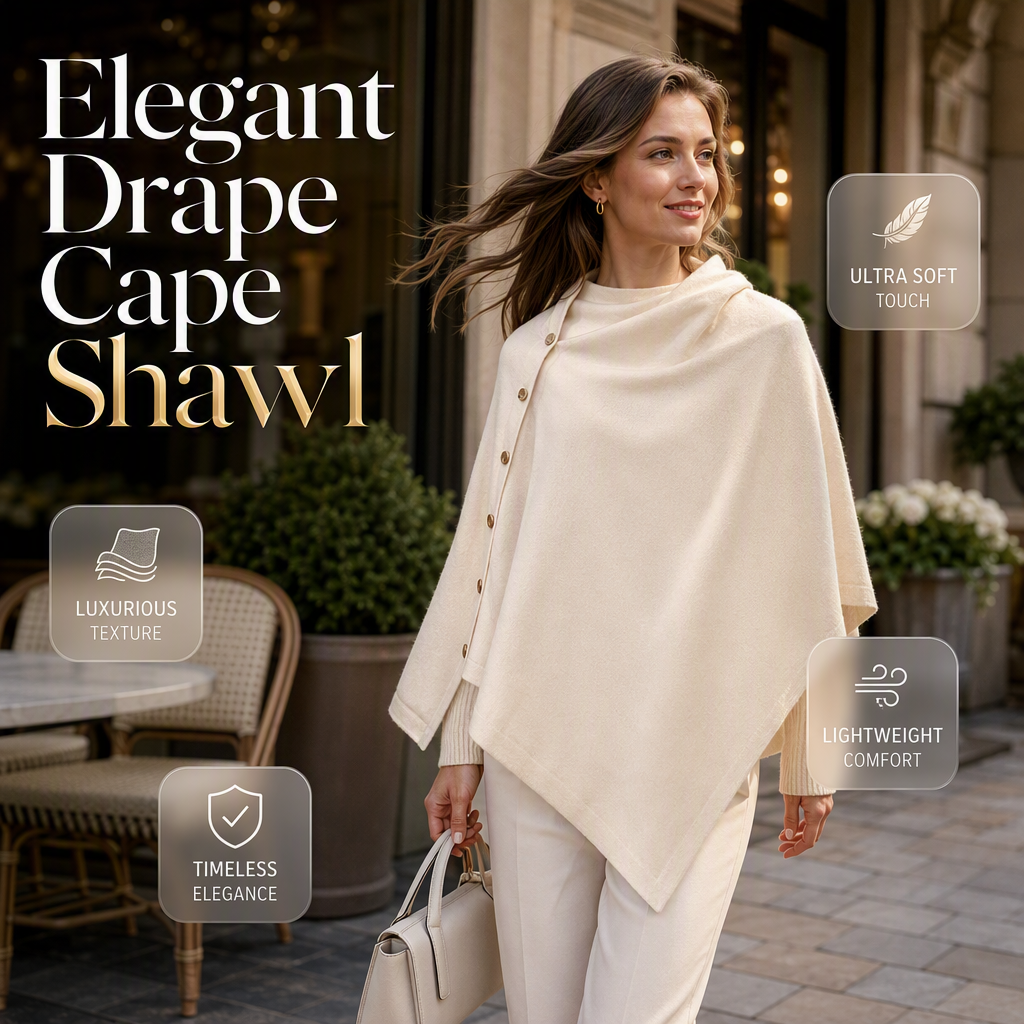 🌸New Arrival !✨Women's Cozy Asymmetrical Poncho with Button Details
