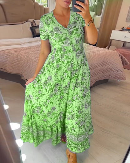 💃Hot Sale - 50% OFF! 🔥Floral print v-neck dress