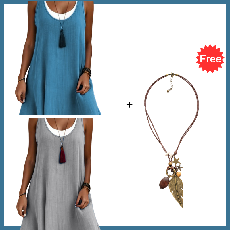 ⏰2026 Summer Hot Sale 40% OFF💃Women's Casual Loose Sleeveless Fake Two Piece Tank Dress