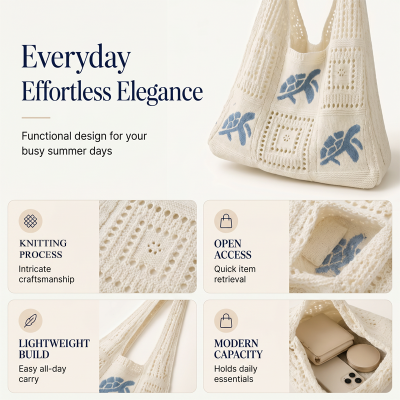 🔥 2026 Fresh Drops | Flat 50% OFF Today! 💸Turtle Pattern Crochet Tote Bag