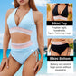 High Waisted Tummy Control Color Block Bikini Sets