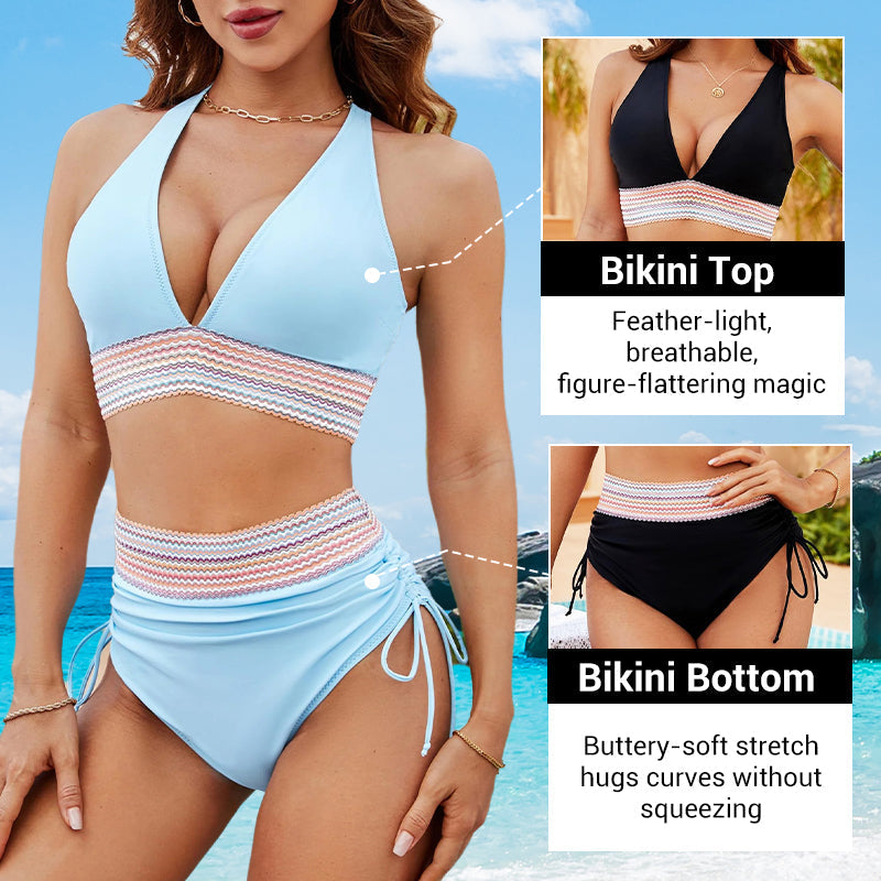 📢Clearance Sale-60% OFF🏖️High Waisted Tummy Control Color Block Bikini Sets